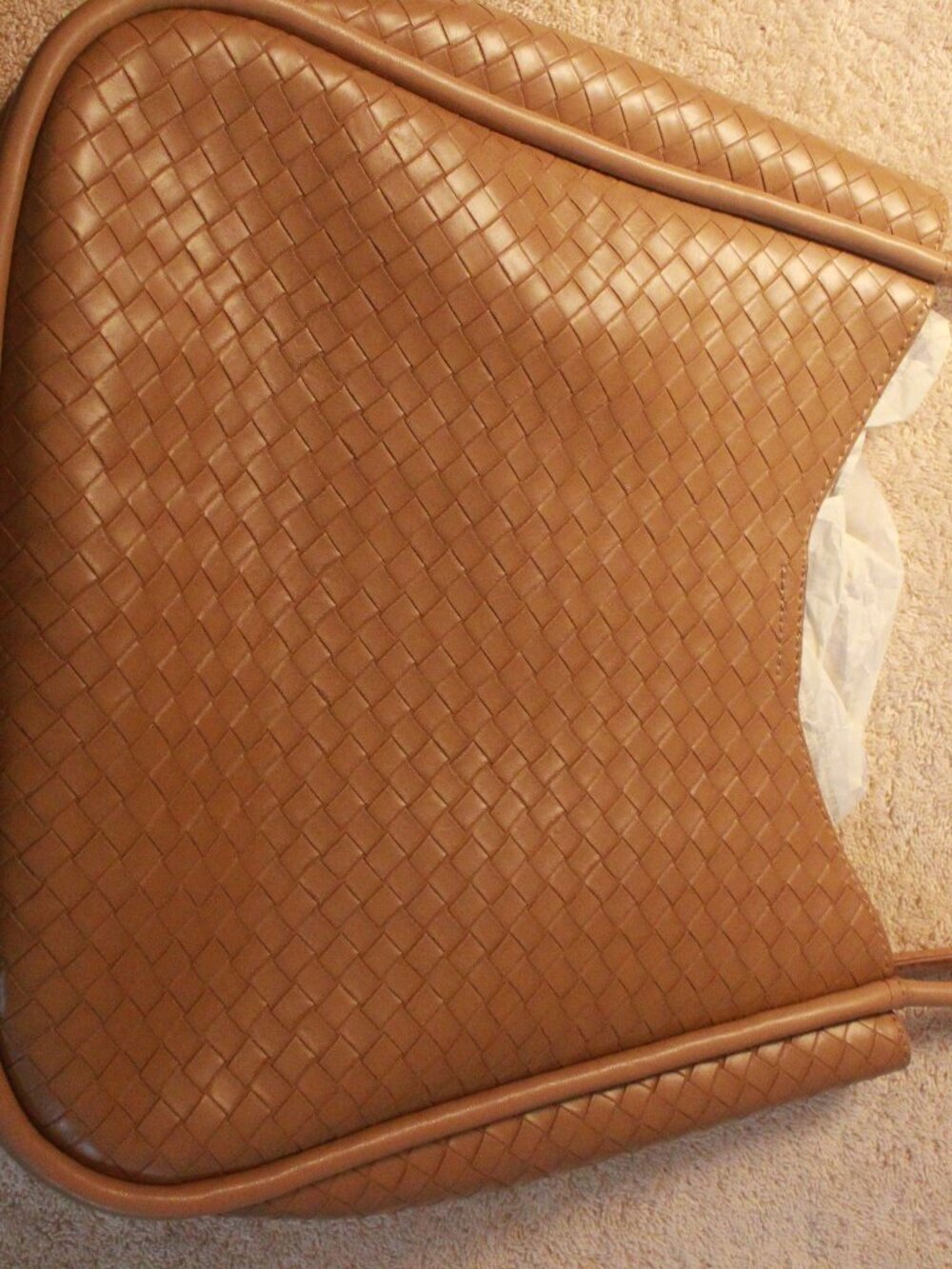 Tan Basketweave Shoulder Bag with Double Straps SKUO